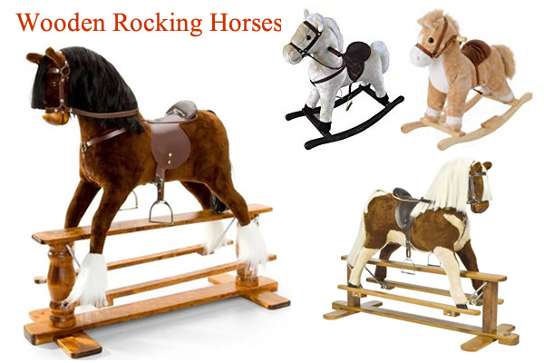 Large Wooden Rocking Horses with saddle Toddler Plush Rocking Horse 